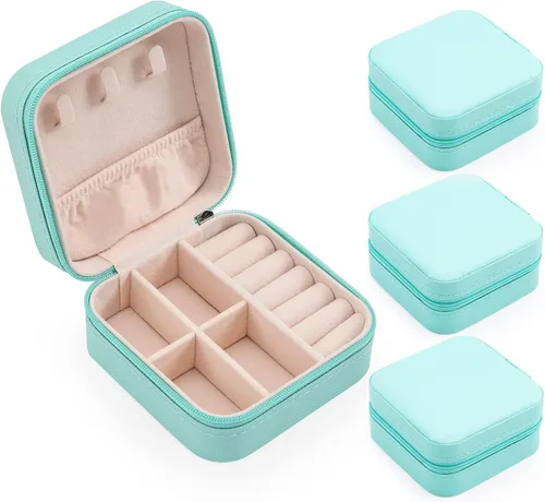 Pequeñas cajas de joyería de viaje, organizador de joyas portátil, cajas de almacenamiento para aretes, anillos, collares, cajas de joyería para