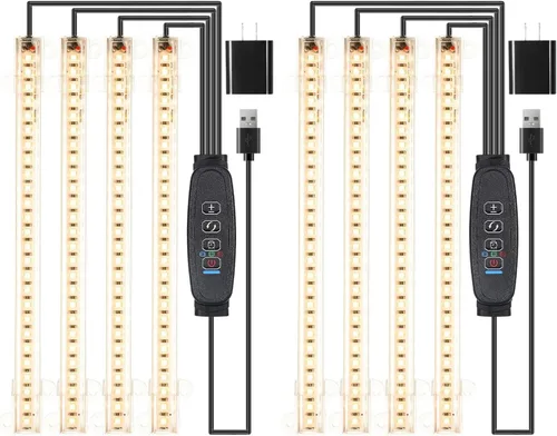 Tiras de Luz LED para Crecimiento de Plantas de 8.6'', Espectro Completo 3500K Luz de Crecimiento para Plantas de Interior con Temporizador de Cálido