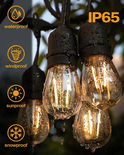 Miniatura 5 de Luces de Cadena para Exteriores, LED Súper Brillantes - 96 PIES 30 Bombillas S14 (2 de Repuesto), IP65 Resistente al Agua, Grado Comercial e