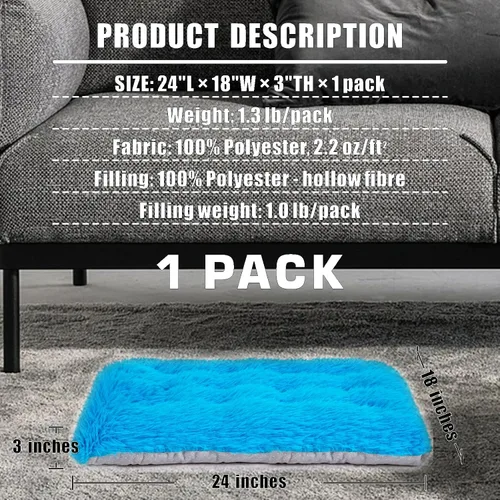 Miniatura 6 de Cama lavable a máquina, almohadilla de felpa de lujo para perros y gatos, tapete inferior antideslizante para perrera, camas peludas para razas