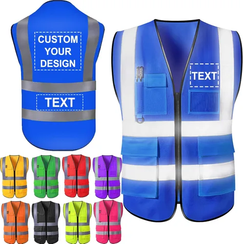 Miniatura 13 de Aolun Chalecos de seguridad de alta visibilidad, chaleco reflectante con bolsillos, logotipo personalizado, ropa de trabajo protectora para hombres
