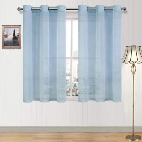 Miniatura 67 de DWCN Cortinas traslúcidas color verde frijol para sala de estar y dormitorio - Cortinas voile con aspecto de lino sintético con ojales en la parte