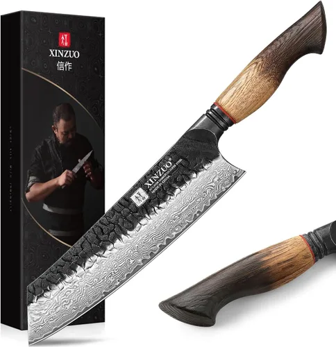 Miniatura 21 de XINZUO Cuchillo Santoku de Damasco Afilado de 7.6 Pulgadas, Cuchillo Profesional de Cocina para Carne de Acero Damasco de 67 Capas para Hogar