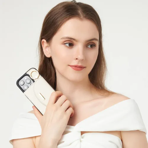 Miniatura 9 de Funda tipo cartera para iPhone 14 Pro Max de 6.7 pulgadas, con ranuras para tarjetas, soporte para anillos, funda protectora de piel sintética