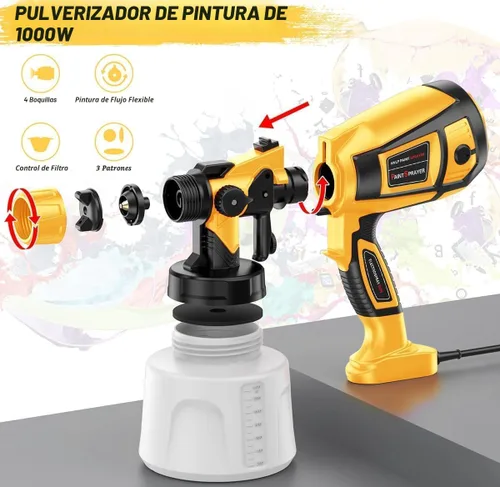 Miniatura 2 de Herramienta pulverizadora de pintura 1000 W de alta potencia eléctrica pistola de pintura en aerosol fácil de limpiar para muebles gabinetes casa