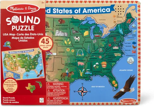 Miniatura 6 de Melissa & Doug – EE. UU. Mapa – Puzzle de rompecabezas de madera de sonido con efectos de sonido (40 Pcs)
