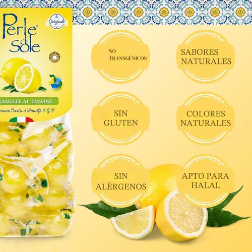 Miniatura 4 de Perle di Sole Gotas de caramelo de limón italiano, caramelo duro de limón envuelto individualmente, caramelos cítricos gaseosos y agrios