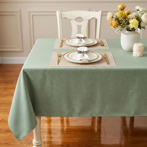 Miniatura 21 de IVAPUPU Mantel de Lino Texturizado para Mesa Rectangular - Mantel de Tela Impermeable Rectangular Sin Arrugas Limpiable Cubierta de Comedor