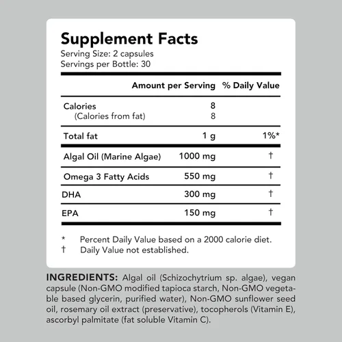 Miniatura 5 de AMANDEAN Suplemento vegano de Omega 3. Alternativa de aceite de pescado de primera calidad. Algas DHA y EPA. Cápsulas blandas sin carragenina.