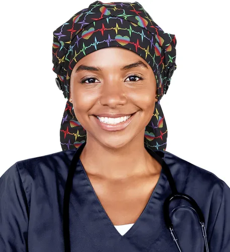 Miniatura 6 de Gorro de trabajo forrado de satén con botón para mujeres de cabello largo