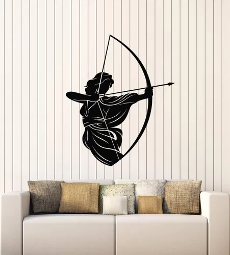 Vinilo adhesivo para pared, diseño de Diosa Artemisa, Grecia antigua, Sagitario, decoración grande (g4769), color negro