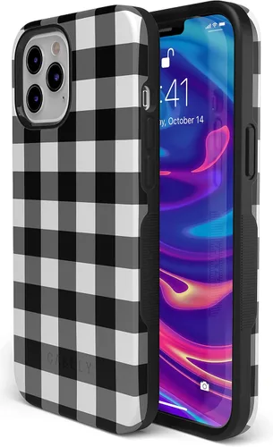 Miniatura 6 de Casely Funda para iPhone 12 Pro Max Compatible con MagSafe Check Me Out Funda a cuadros de tablero de ajedrez