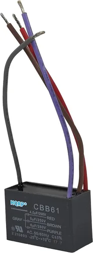 Miniatura 3 de HQRP Condensador compatible con ventilador de techo Hampton Bay 4.5uf+5uf+6uf 4-Wire CBB61