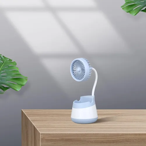 Miniatura 4 de Soporte para bolígrafo con ventilador portátil, organizador de escritorio de plástico, accesorios de escritorio y espacio de trabajo, suministros