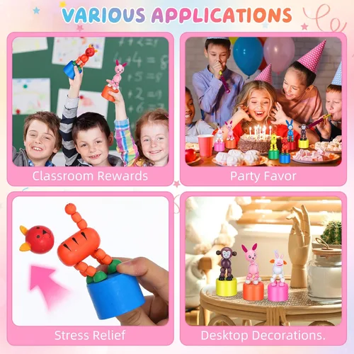 Miniatura 4 de NUOBESTY Juguetes de madera para niños, marionetas de dedo pulgar para niños, figuras de animales, recuerdos de fiesta, base de prensa, juguete