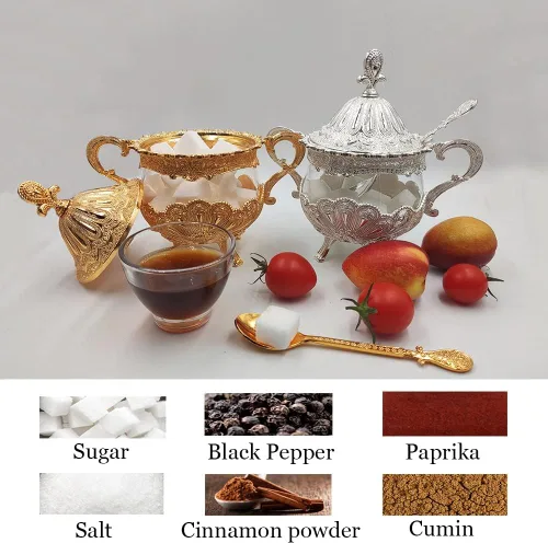 Miniatura 6 de Hourwof Azucarero con tapa y cuchara para cocina, cafetería, fiesta de boda, recipiente de metal y vidrio para azúcar y azúcar en polvo, contenedor