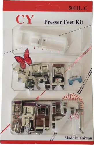 HONEYSEW Juego de 11 pies prensatelas a presión para la mayoría de máquinas de coser estándar de vástago bajo Brother Singer Babylock.5011L-C
