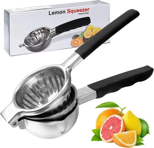 Miniatura 10 de Exprimidor de limón Exprimidor de jugo de cítricos de acero inoxidable Exprimidor para limones y limas Plateado