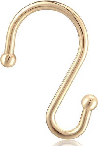Miniatura 2 de Ganchos para cortina de ducha, juego de 12 anillos decorativos en forma de S a prueba de óxido, ganchos multiusos en S (dorado)
