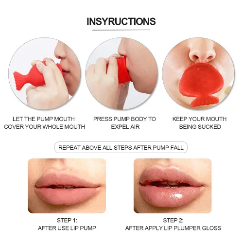 Miniatura 5 de Herramienta para rellenar los labios+conjunto de brillo de labios, dispositivo de aumento de labios en forma de pez, herramienta de boca de puchero