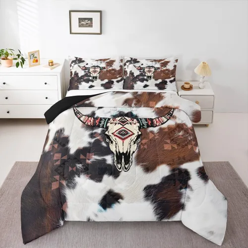 Miniatura 35 de Erosebridal - Juego de ropa de cama estilo tribal bohemio azteca, edredón con estampado étnico blanco y negro, bohemio, tamaño King, juego de Multi