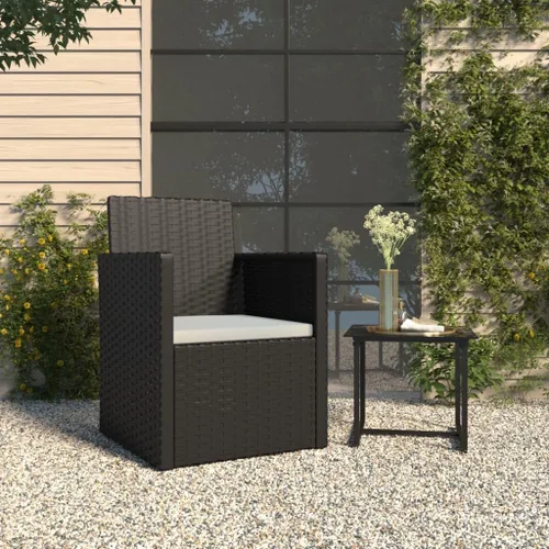 Sillón de patio con cojín, sillas de exterior de ratán de polietileno negro para patio al aire libre, Sillas para Comedor para patio, estudio,