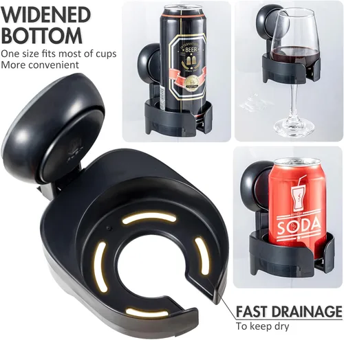 Miniatura 5 de TAILI Soporte de copa de vino con ventosa para ducha, soporte de taza de baño extraíble montado en la pared para cerveza, vino, bebidas, disfrutar