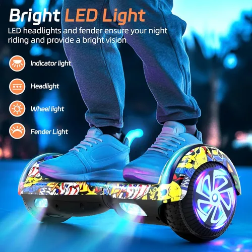 Miniatura 3 de Scooter con luces LED Bluetooth Corlorful, ruedas de 6.5 pulgadas, scooter de motor dual de 300 W para niños, niñas, niños y adultos, todas