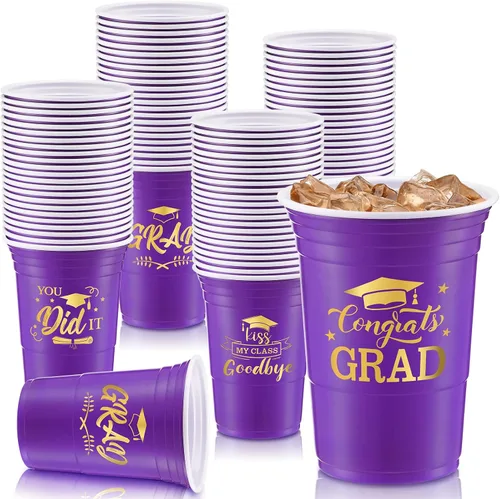 Miniatura 9 de Yinder 48 vasos de plástico desechables para fiesta de graduación, decoraciones de graduación de 16 onzas, tazas de estadio de grado 2026, bebidas