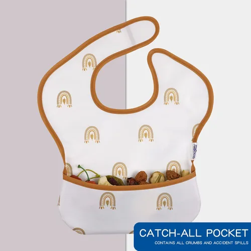 Miniatura 3 de Soarwg Kids Baberos para bebé, paquete de 5 baberos impermeables unisex para niños y niñas, imprescindibles para bebés que comen, alimentan Arcoíris