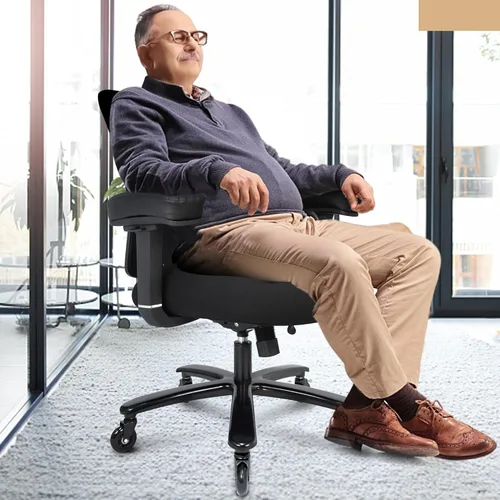 Miniatura 9 de Silla de oficina grande y alta de 500 libras con reposabrazos 4D y respaldo ajustable, silla de oficina resistente para personas pesadas, resortes