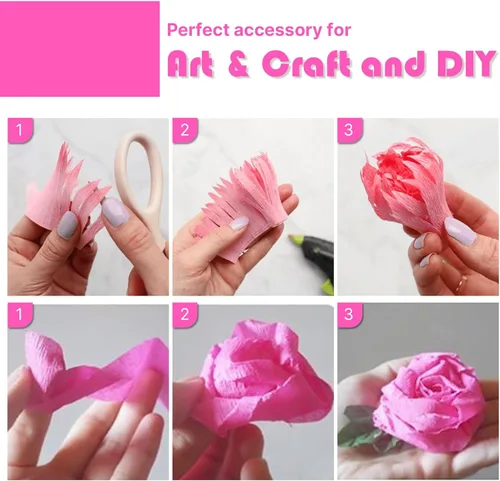 Miniatura 4 de PartyWoo Serpentinas de papel crepé rosa, 6 unidades, 492 pies, paquete de serpentinas de papel crepé claro pastel rosa intenso para cumpleaños