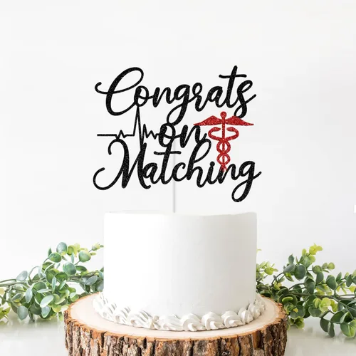 Miniatura 4 de Felicidades por la decoración de pastel a juego, feliz día de partido, partido 2026, decoración del día del partido del médico, decoraciones