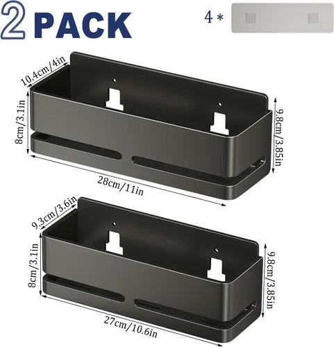 Miniatura 2 de Organizador de ducha, paquete de 2 estantes de ducha, estante de almacenamiento de baño resistente, organizador de baño de gran capacidad, sin
