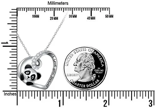 Miniatura 2 de Cadena de plata esterlina y dije de corazón y animal tierno con palabras grabadas, cadena de 18 pulgadas, para mujeres y niñas
