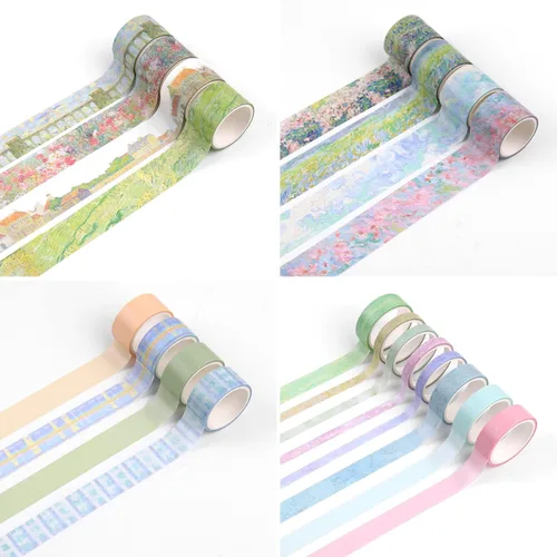 Miniatura 3 de Dizdkizd - Juego de 20 rollos de cinta Washi con flores verdes, bonita cinta adhesiva estacional para diario, suministros estéticos