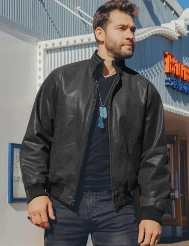 Miniatura 3 de FLAVOR Chaqueta casual bomber de cuero real para hombre