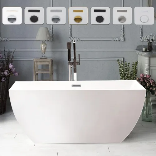 Miniatura 6 de Vanity Art Bañera independiente acrílica de 67 x 32 pulgadas Bañeras de mejoras para el hogar con diseño contemporáneo para remojar y bañarse