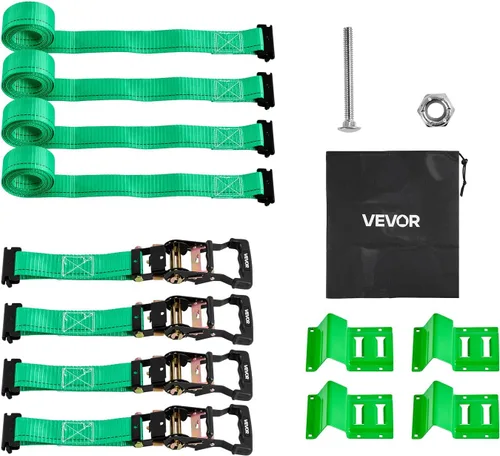 Miniatura 12 de Kit de amarre de cuñas para ruedas VEVOR, correa de amarre fija para remolque, kit de amarre de coche con S-Hook, resistencia a la rotura de 1649