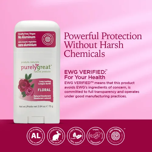 Miniatura 7 de Purelygreat Desodorante natural en barra para mujeres y hombres con aroma floral Esencial de higiene apta para viajes Desodorante limpio sin