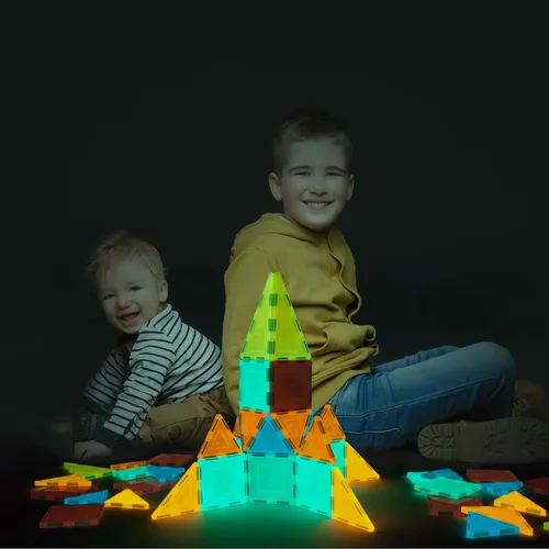 Miniatura 3 de PicassoTiles Juego de bloques de construcción de juguete para niños que brillan en la oscuridad, kit de construcción para niños, azulejos 60