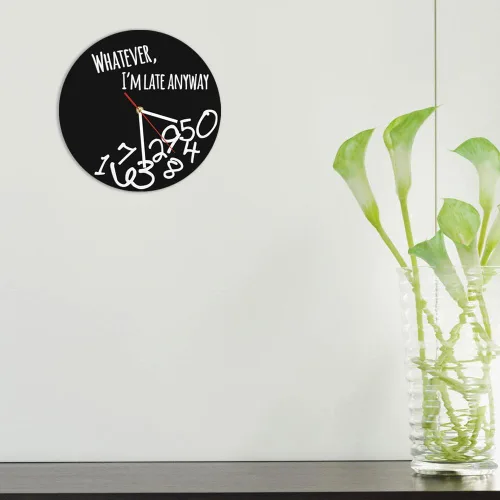 Miniatura 5 de The Geeky Days Whatever I'm Late Anyway - Reloj de pared negro moderno inglés con letra y hora, reloj personalizado con lo que sea icónico, reloj
