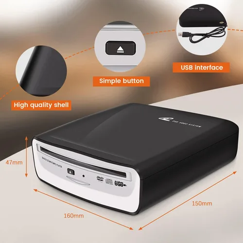 Miniatura 6 de Reproductor de CD universal externo para coche, reproductor de CD USB externo para automóvil Android Navegación-Plug and Play