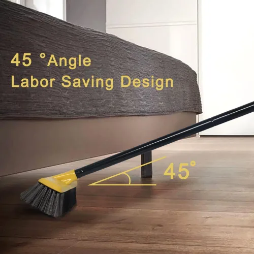 Miniatura 3 de Escoba de empuje con mango largo, cepillo de piso de cerdas suaves de 51.6 pulgadas, escoba de 12.2 pulgadas de ancho para limpiar baño, cocina