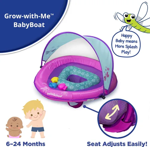 Miniatura 2 de SwimSchool Infant Baby Pool Floats, Free Swimming, Super Buoyant – Ages 6-24 Months – Multiple Colors/Styles – Adjustable Canopies and Seats, Splash