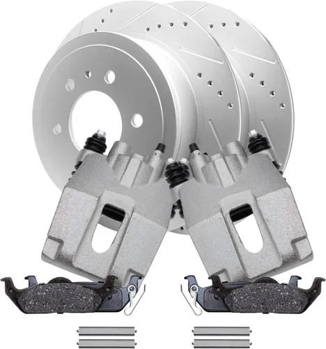 Miniatura 31 de Detroit Axle - Kit de freno delantero para Hyundai Nexo 2019-2024, rotores de freno perforados y ranurados, pastillas de freno de cerámica