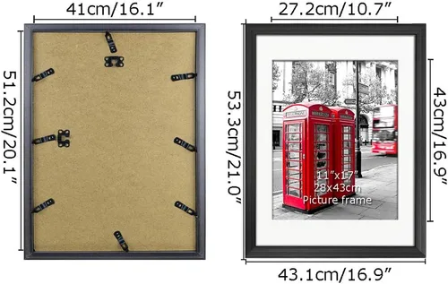 Miniatura 6 de Giftgarden Portarretratos negros de 16 x 20 pulgadas, con paspartú para mostrar fotos de 11 x 17 pulgadas con paspartú o ilustraciones de 16 x 20