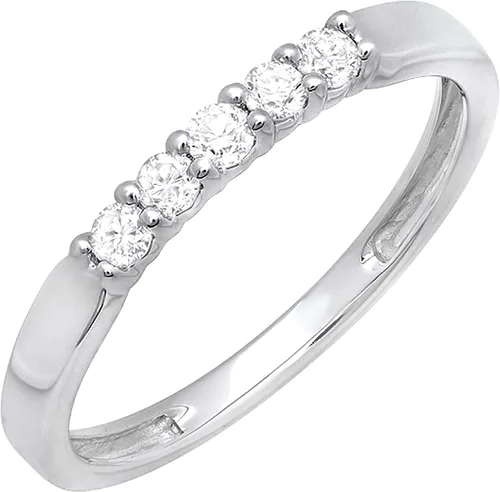 Miniatura 71 de Dazzlingrock Collection Anillo de boda redondo de 5 piedras preciosas o diamantes para mujer en oro macizo de 10 K/14 K/18 K