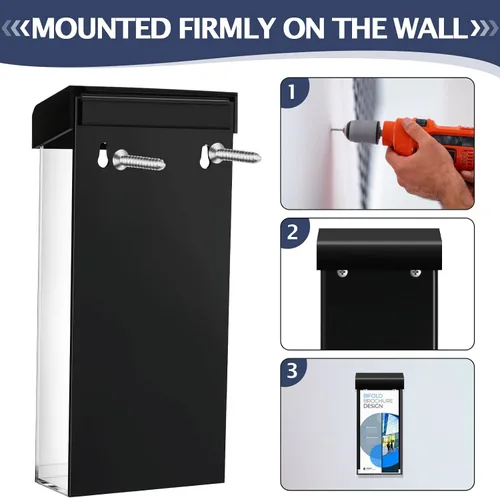 Miniatura 4 de Remerry 1 soporte para folletos al aire libre de 4 x 9 pulgadas, resistente al agua, para montaje en pared, caja de literatura con tapa, acrílico
