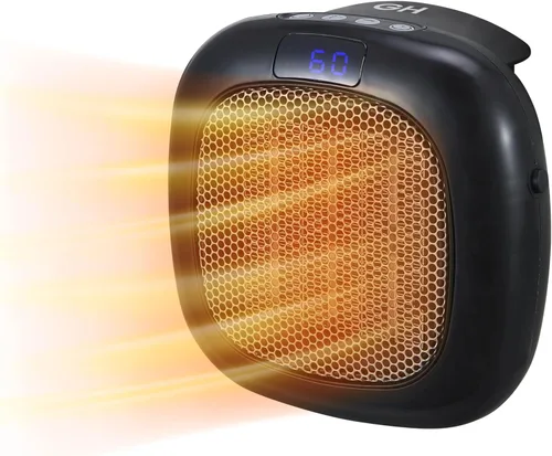 Miniatura 2 de Good Housekeeping - Calentador de pared mini para interiores con termostato y control remoto, 750 W, negro
